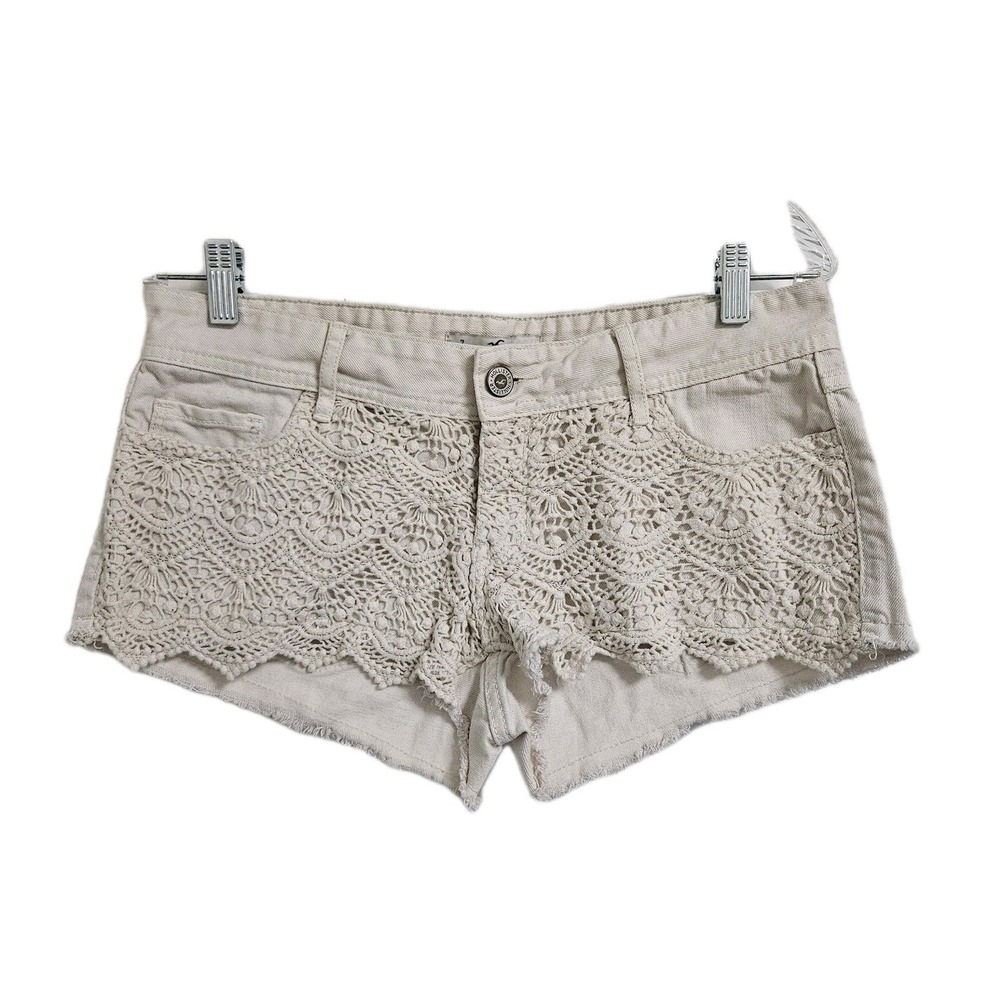 Hollister Beige Crochet Lace Jean Shorts